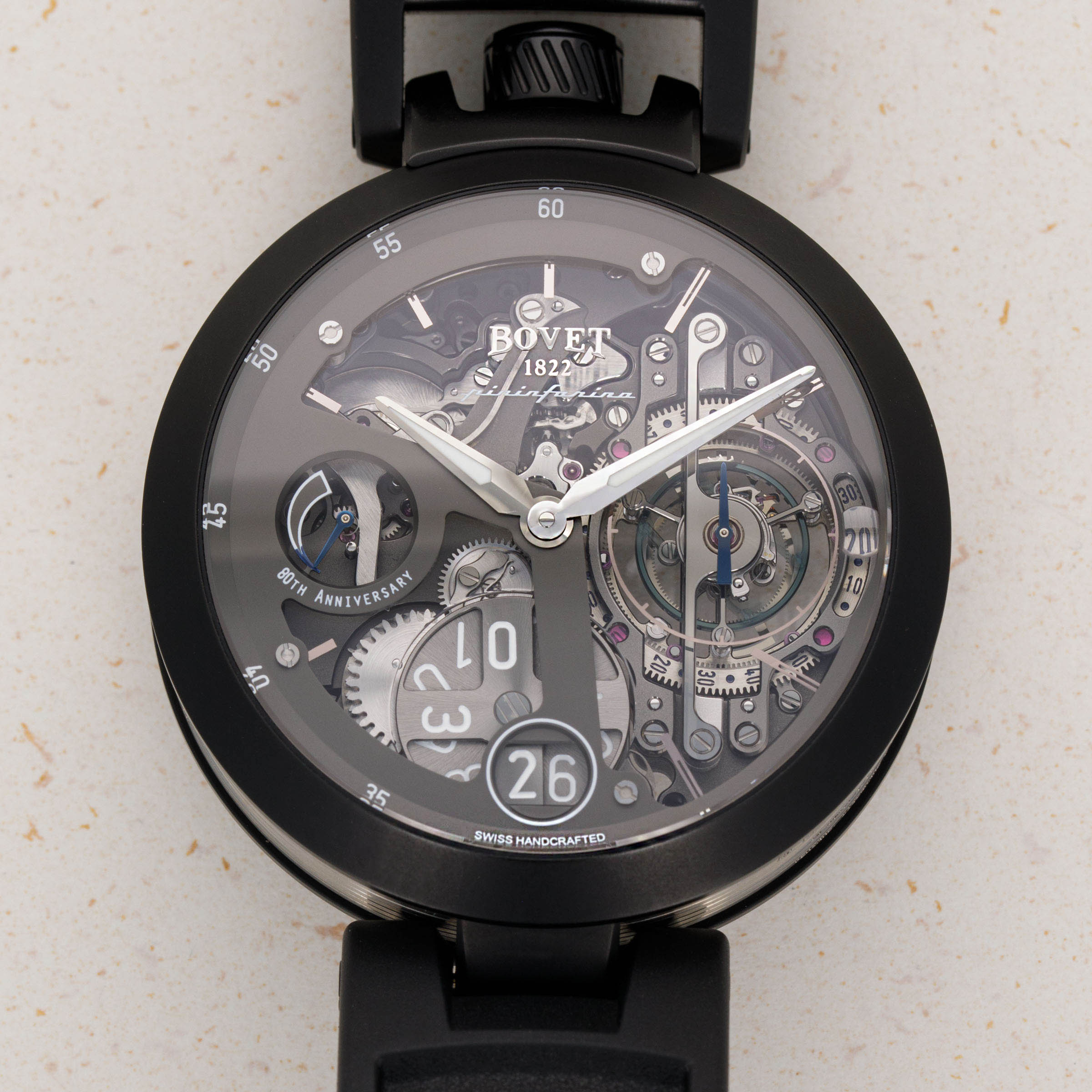 Bovet 80th Anniversary Pininfarina Ottanta Tourbillon Titanium TPIN001 33 Auctions Loupe This