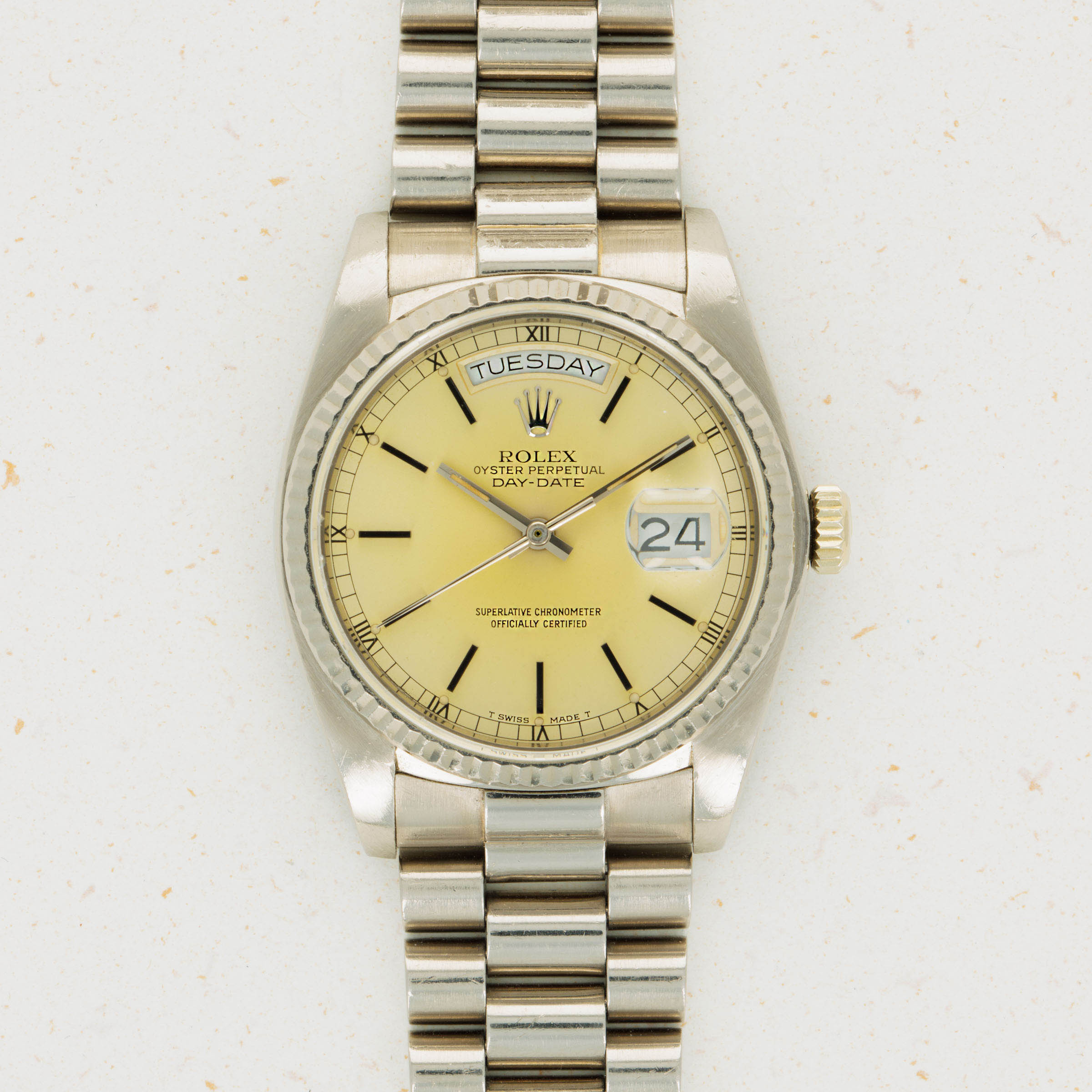 Rolex 18039 white on sale gold