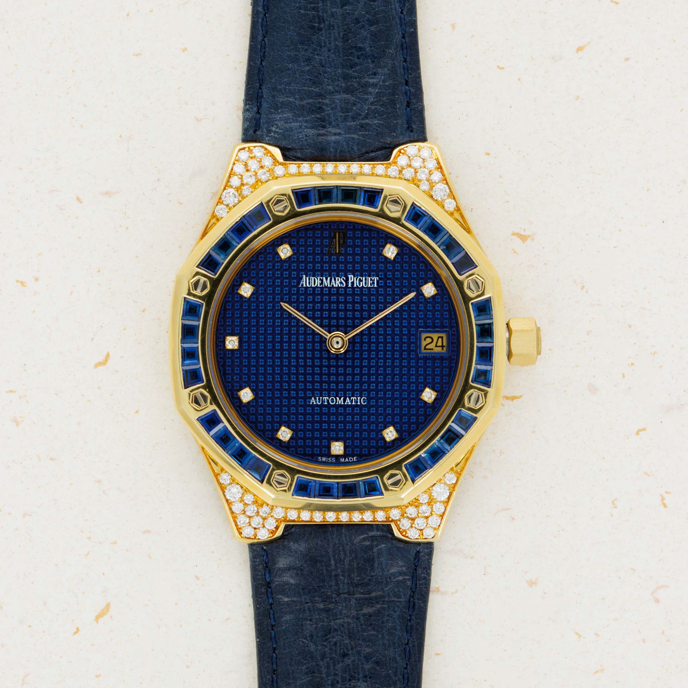 Audemars Piguet Audemars Piguet Royal Oak 14916BA Sapphire Baguette Bezel Diamond Pave YG Case