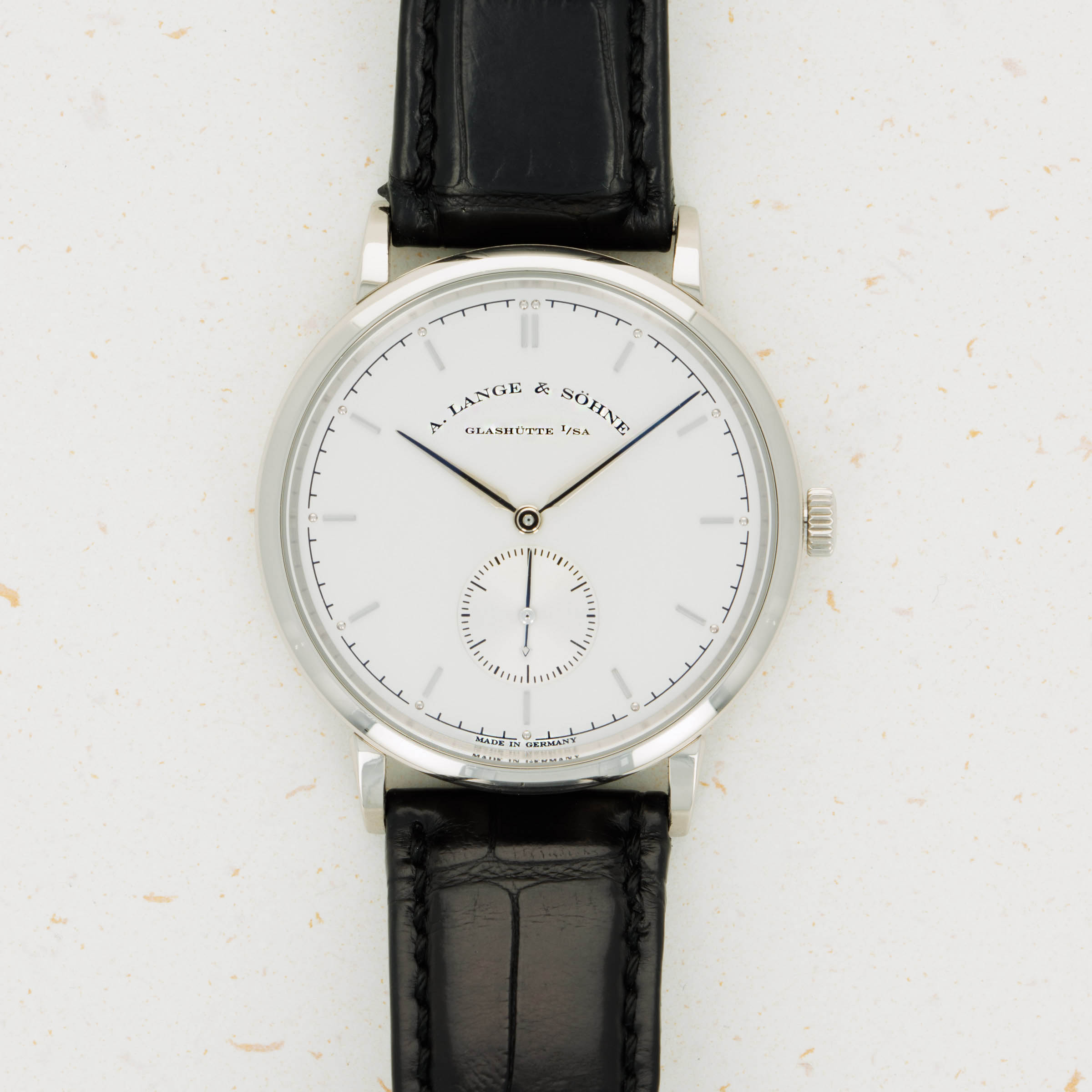 A. Lange & Sohne Saxonia White Gold 216.026 | Auctions | Loupe This