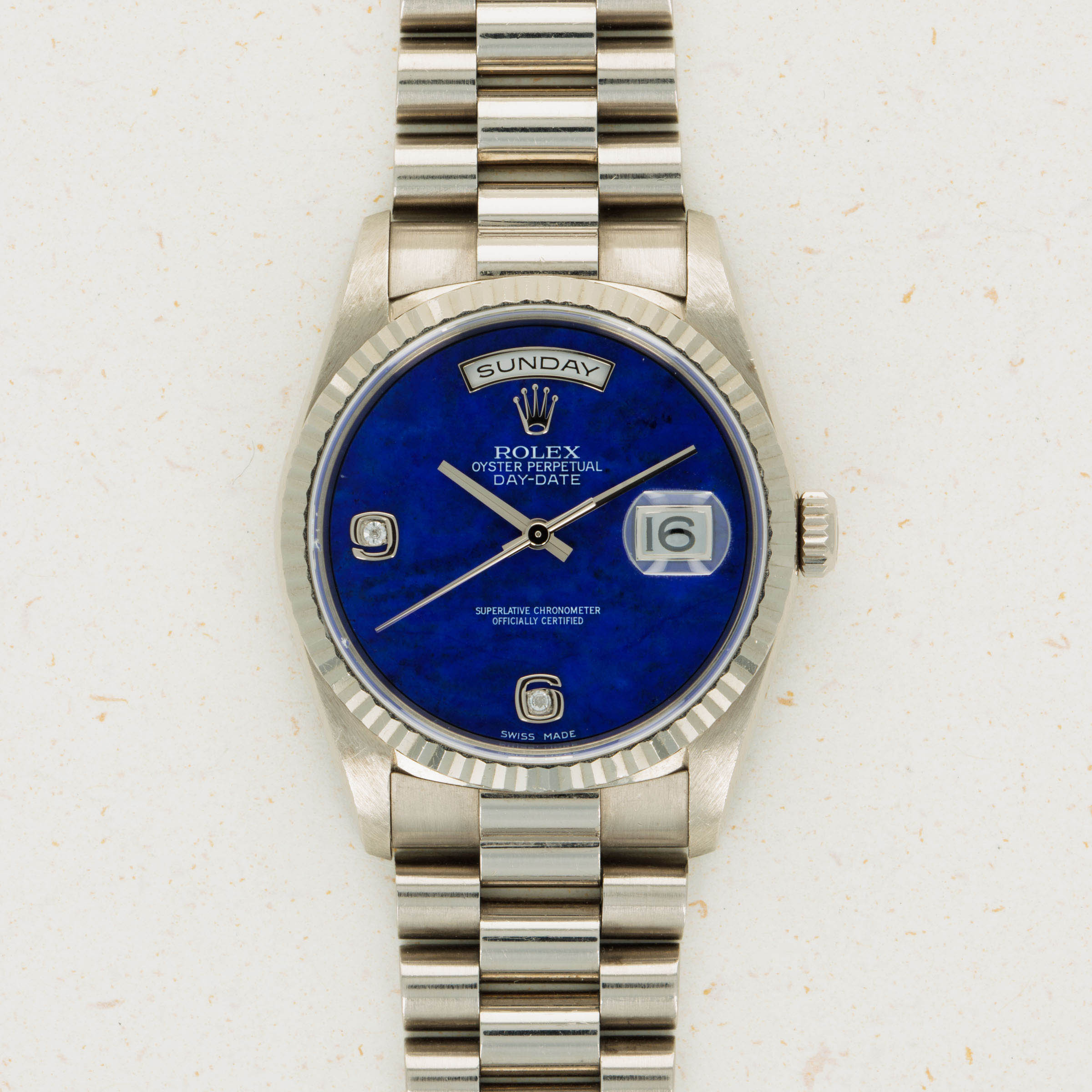 Rolex Day-Date 18239 White Gold Lapis Lazuli Diamond Dial