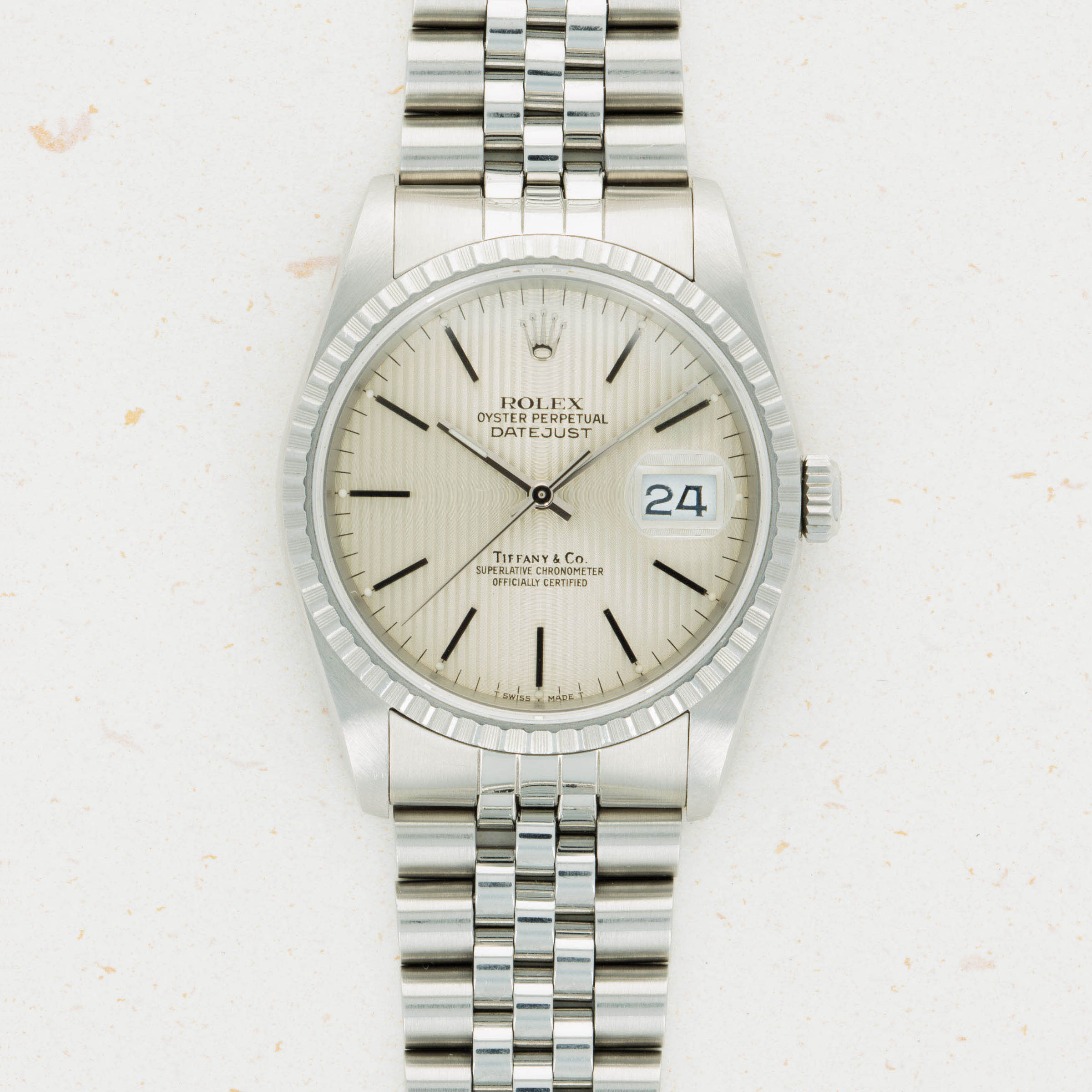 Rolex Datejust 16220 Tiffany Co. Stainless Steel Auctions Loupe This