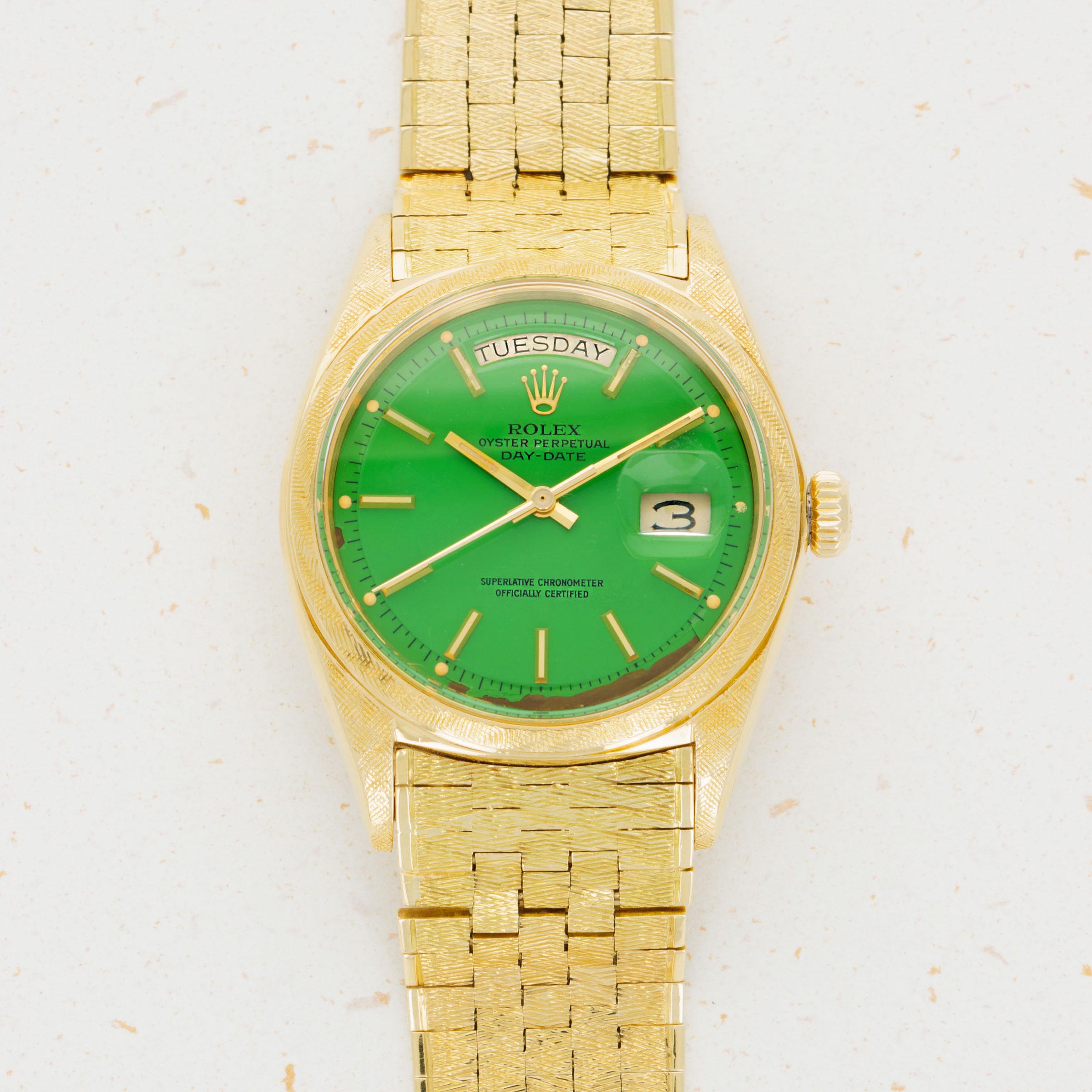 Rolex Day-Date 1806 Green Stella Dial Florentine Finish Brick