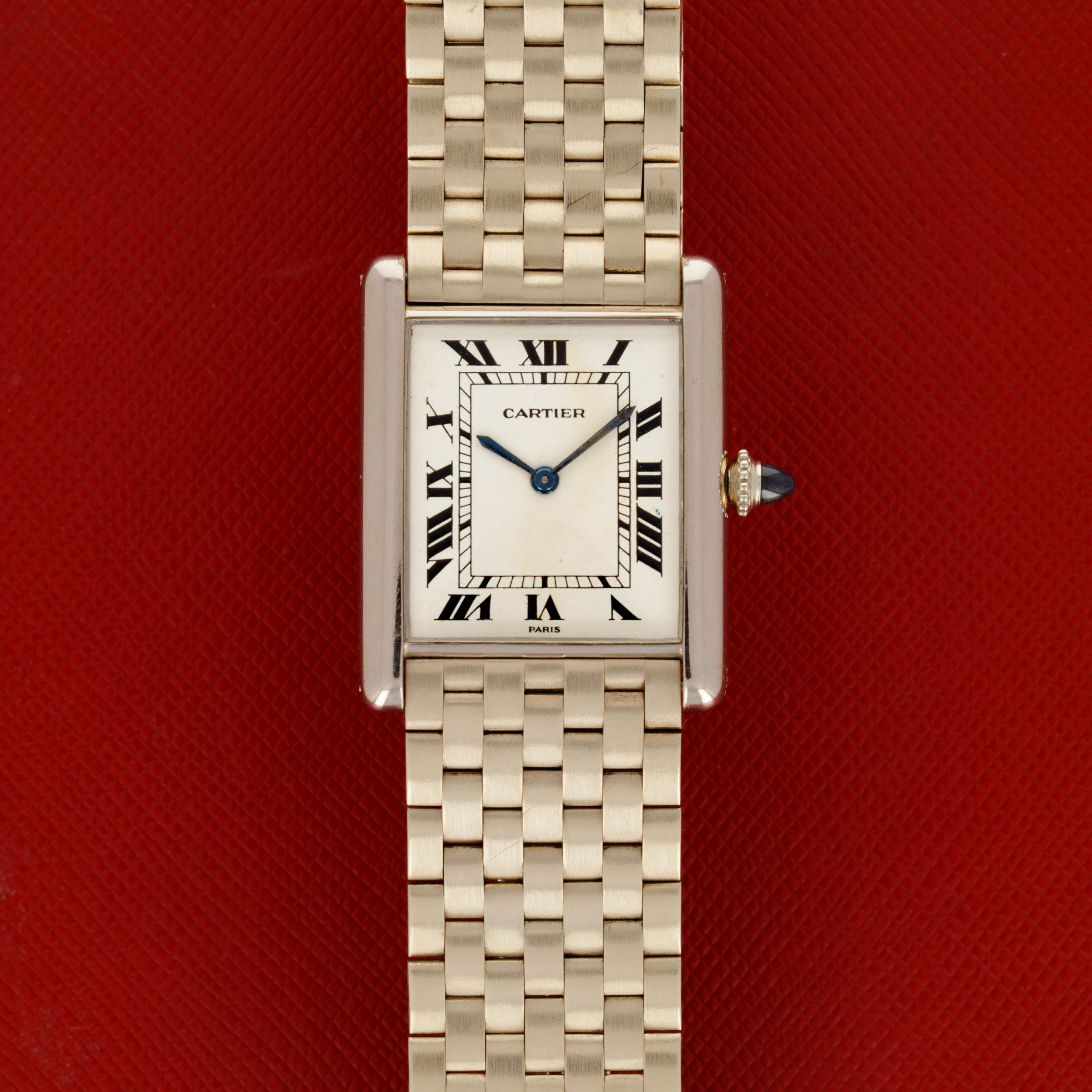 Cartier White Gold Tank Louis Extra Plate on Bracelet 1970s